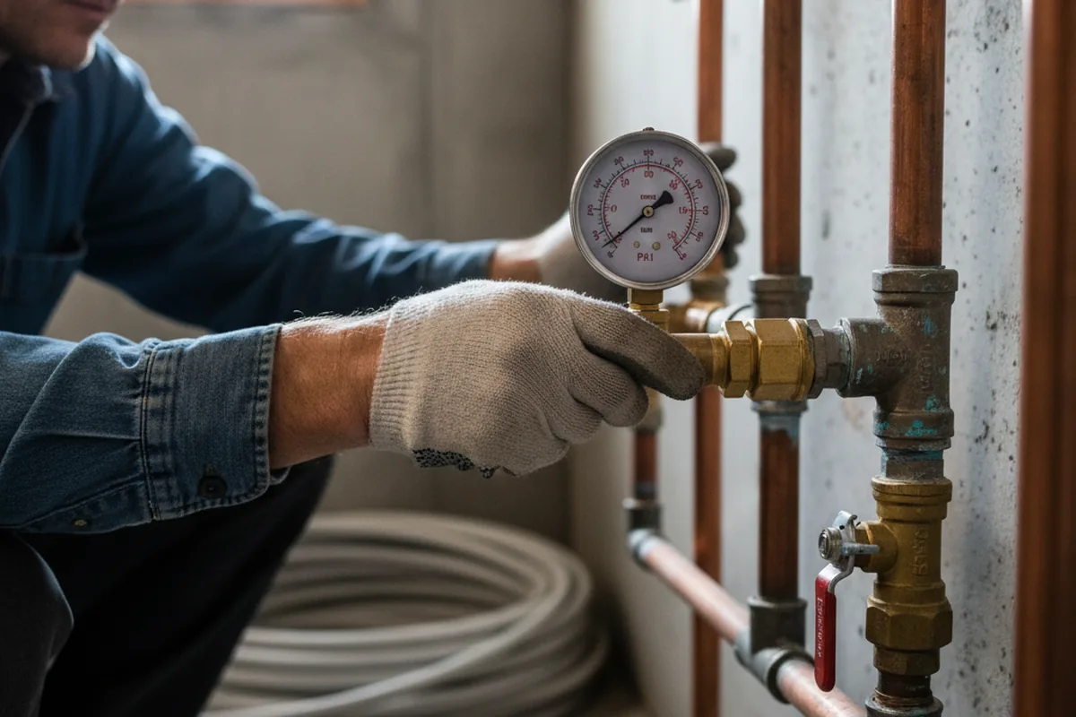 Pressure testing a repaired line during Water Line Repair in Fowlerton